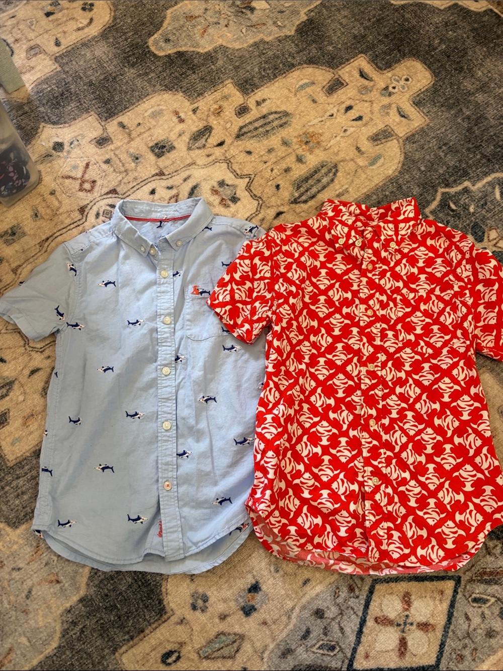 Crewcuts Joules Light Blue Shark & Crab Button-Down, size 8